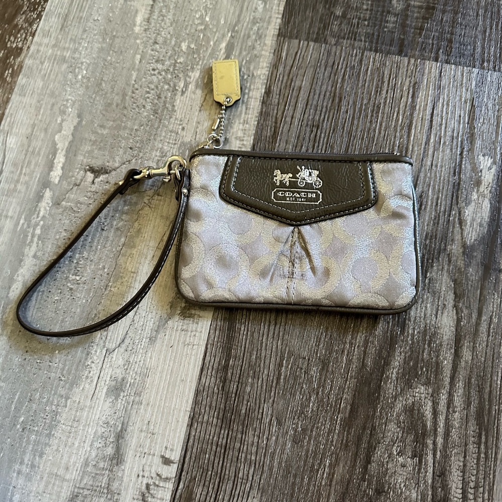 Coach gray signature C wristlet wallet change purse